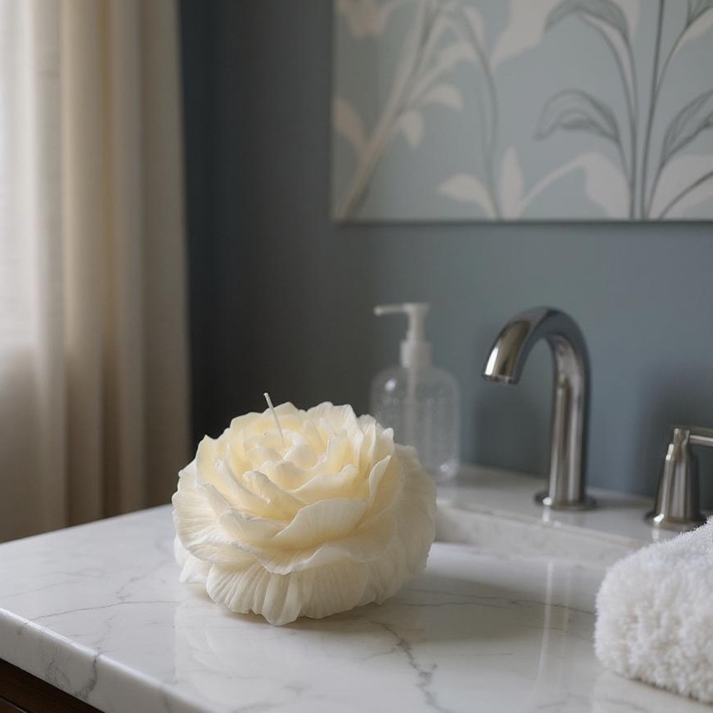 Handmade Soy White Rose / Peony Candle Non-toxic Vanilla Fragrance - Picture 7 of 8